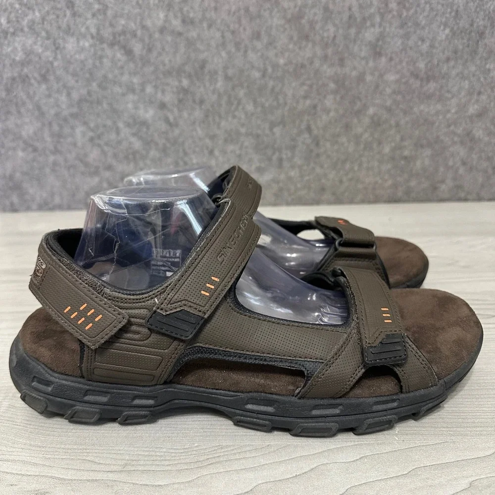Skechers Louden Sandals Mens 13 Brown Relaxed Fit Memory‎ Foam Strappy